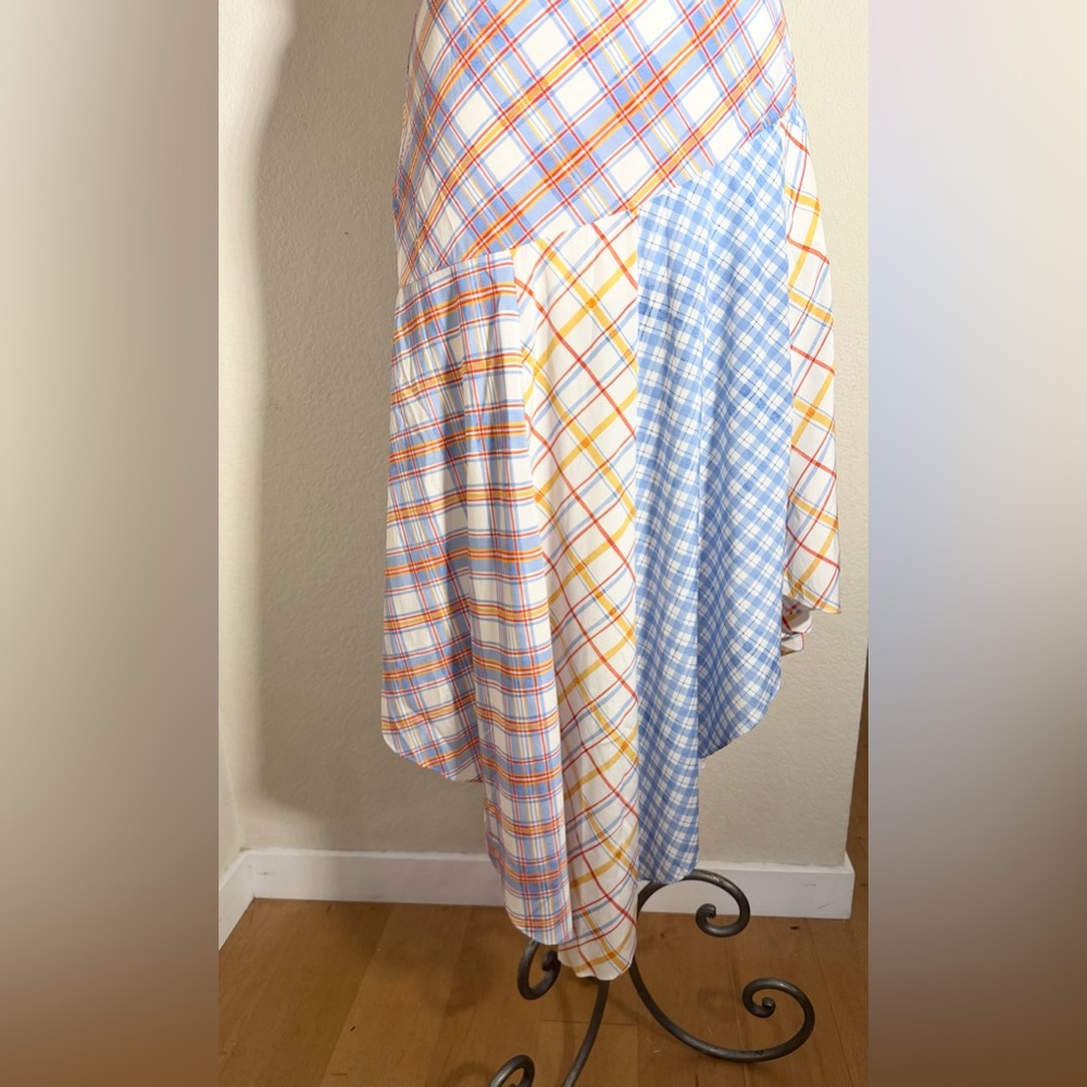 Veronica Beard asymmetrical silk skirt Stellon mixed plaid prints Sz 12. - Picture 4 of 9